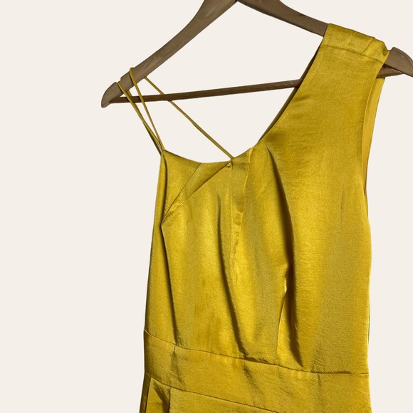 Reiss Sara Yellow Asymmetric One Shoulder Ruffled Cocktail Dress Size 4 - Picture 6 of 12